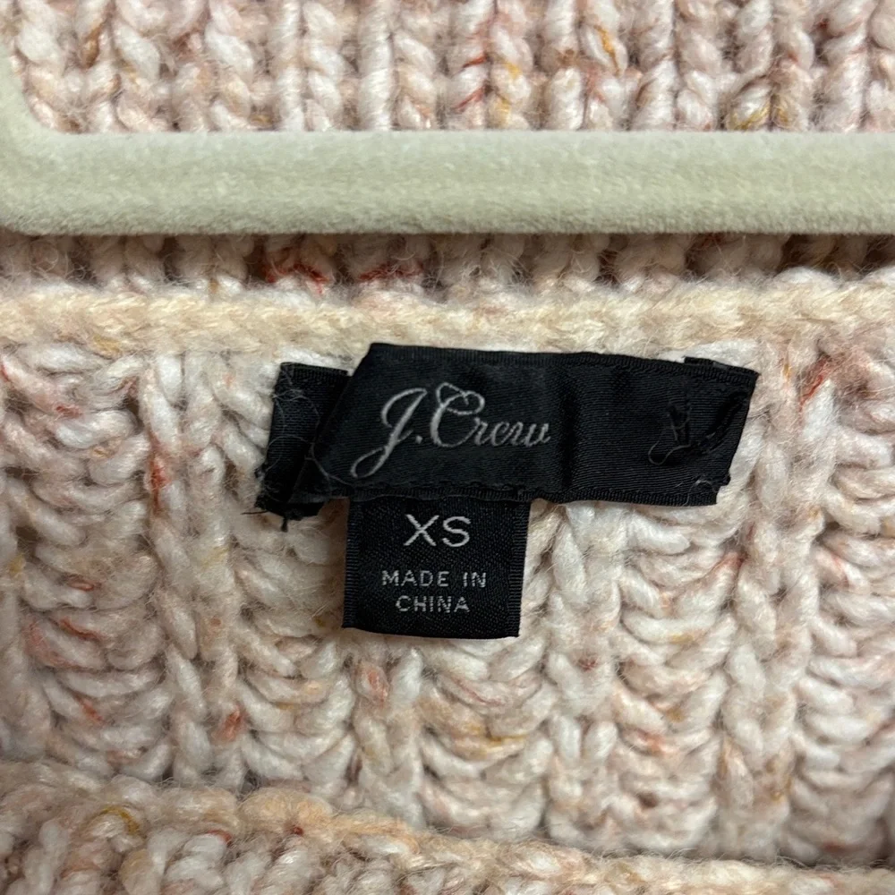 J. Crew Textured Knit Sweater‎ - Cream/Pink With Button Neck